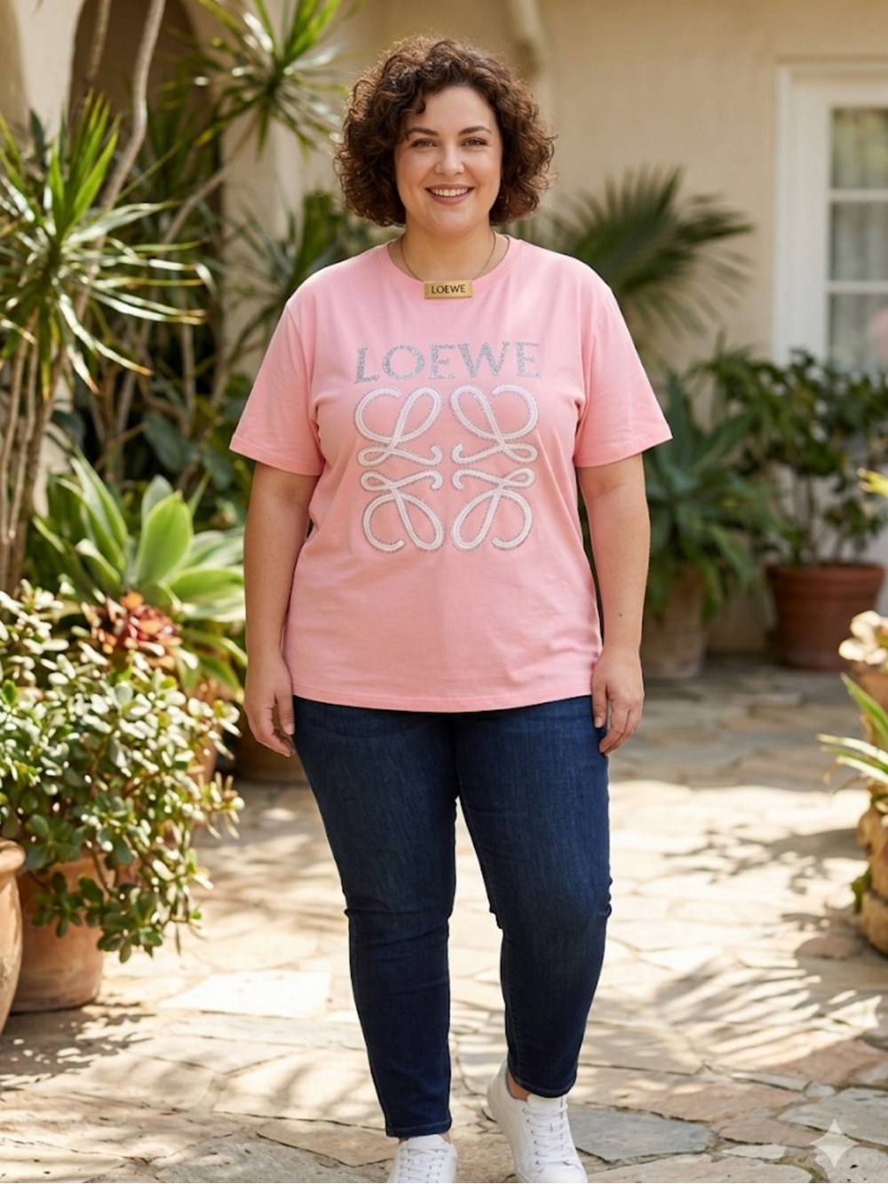 Brand New !!Loewe Pink Logo Short Sleeve Tee